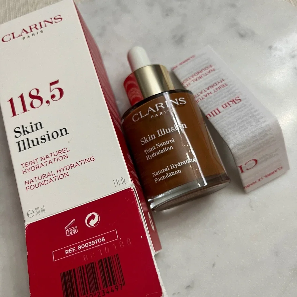 CLARINS 118.5 Illusion Foundation Chocolate Skin Liquid Makeup‎ Beauty 30ml 1oz